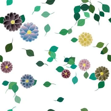 Floral ornamental vector pattern. Seamless design leafs texture. Stock Illustration
