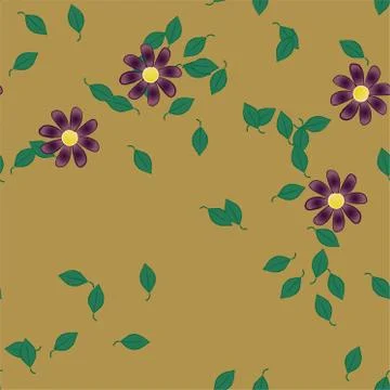 Floral ornamental vector pattern. Seamless design leafs texture. Stock Illustration