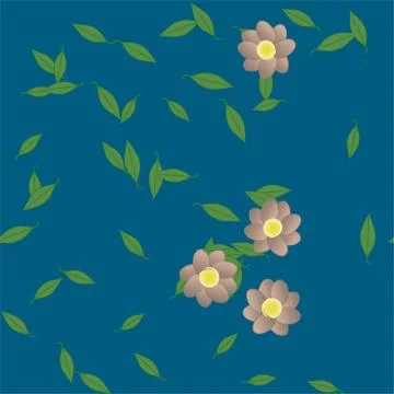 Floral ornamental vector pattern. Seamless design leafs texture. Stock Illustration