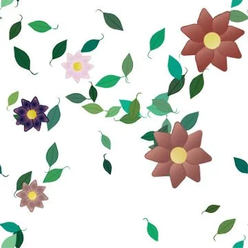 Floral ornamental vector pattern. Seamless design leafs texture. Stock Illustration