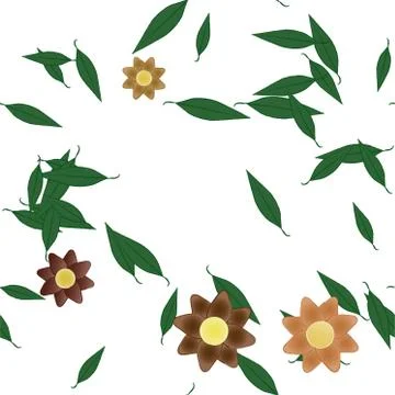 Floral ornamental vector pattern. Seamless design leafs texture. Stock Illustration