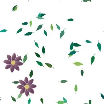 Floral ornamental vector pattern. Seamless design leafs texture. Stock Illustration