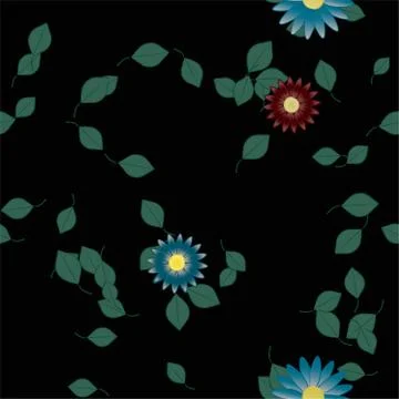 Floral ornamental vector pattern. Seamless design leafs texture. Stock Illustration