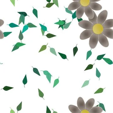 Floral ornamental vector pattern. Seamless design leafs texture. Stock Illustration