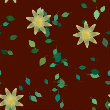 Floral ornamental vector pattern. Seamless design leafs texture. Stock Illustration