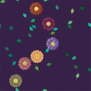 Floral ornamental vector pattern. Seamless design leafs texture. Stock Illustration