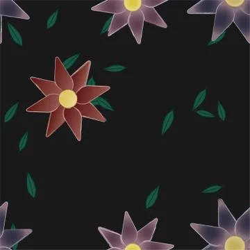 Floral ornamental vector pattern. Seamless design leafs texture. Stock Illustration