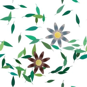 Floral ornamental vector pattern. Seamless design leafs texture. Stock Illustration