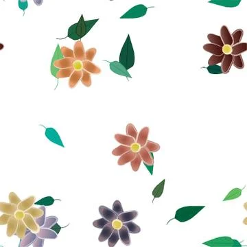 Floral ornamental vector pattern. Seamless design leafs texture. Stock Illustration