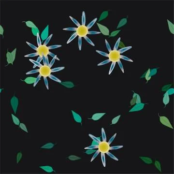 Floral ornamental vector pattern. Seamless design leafs texture. Stock Illustration