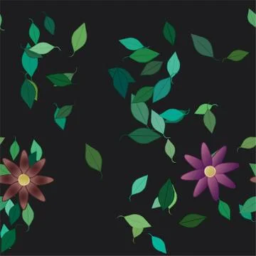 Floral ornamental vector pattern. Seamless design leafs texture. Illustrazione stock