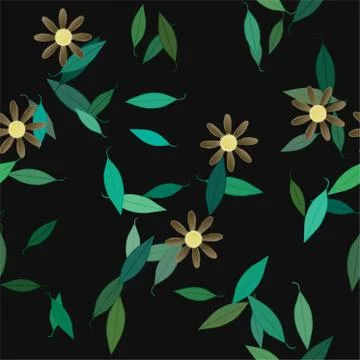 Floral ornamental vector pattern. Seamless design leafs texture. Stock Illustration
