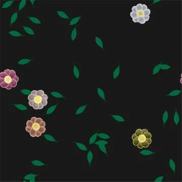 Floral ornamental vector pattern. Seamless design leafs texture. Stock Illustration