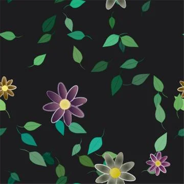 Floral ornamental vector pattern. Seamless design leafs texture. Stock Illustration