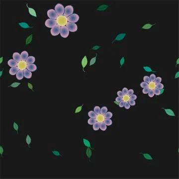 Floral ornamental vector pattern. Seamless design leafs texture. Stock Illustration