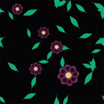 Floral ornamental vector pattern. Seamless design leafs texture. Stock Illustration