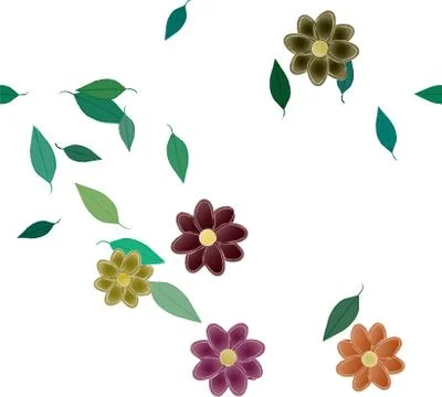 Floral ornamental vector pattern. Seamless design leafs texture. Stock Illustration