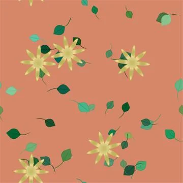 Floral ornamental vector pattern. Seamless design leafs texture. Stock Illustration