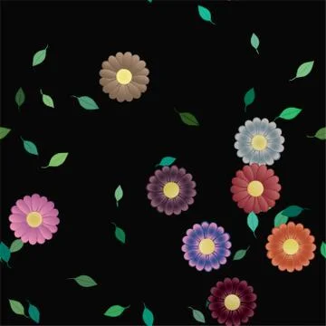 Floral ornamental vector pattern. Seamless design leafs texture. Stock Illustration