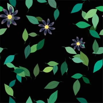 Floral ornamental vector pattern. Seamless design leafs texture. Stock Illustration