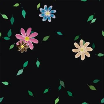 Floral ornamental vector pattern. Seamless design leafs texture. 스톡 일러스트