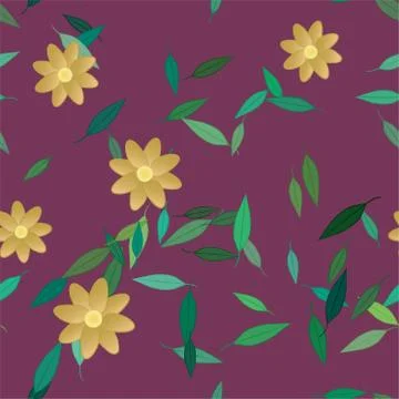Floral ornamental vector pattern. Seamless design leafs texture. Stock Illustration