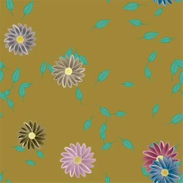 Floral ornamental vector pattern. Seamless design leafs texture. 스톡 일러스트
