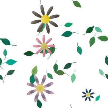 Floral ornamental vector pattern. Seamless design leafs texture. Stock Illustration