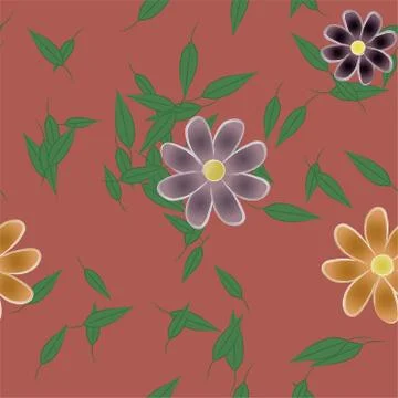 Floral ornamental vector pattern. Seamless design leafs texture. Stock Illustration