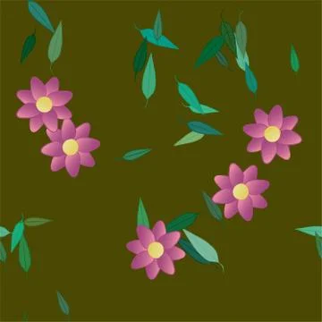 Floral ornamental vector pattern. Seamless design leafs texture. Stock Illustration
