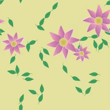 Floral ornamental vector pattern. Seamless design leafs texture. Stock Illustration