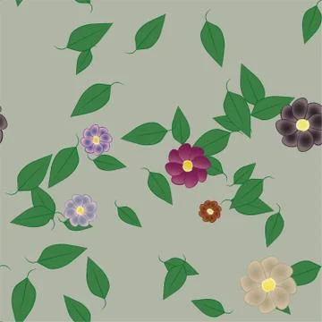 Floral ornamental vector pattern. Seamless design leafs texture. 스톡 일러스트