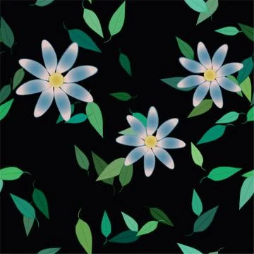 Floral ornamental vector pattern. Seamless design leafs texture. Stock Illustration