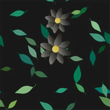 Floral ornamental vector pattern. Seamless design leafs texture. Illustrazione stock