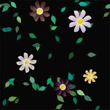 Floral ornamental vector pattern. Seamless design leafs texture. Stock Illustration