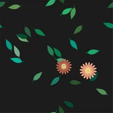 Floral ornamental vector pattern. Seamless design leafs texture. Stock Illustration