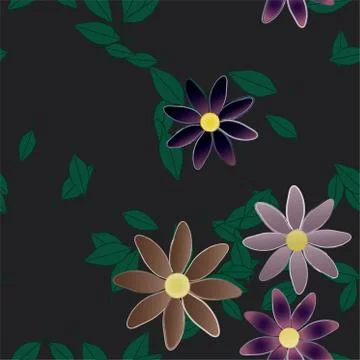 Floral ornamental vector pattern. Seamless design leafs texture. Stock Illustration