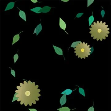 Floral ornamental vector pattern. Seamless design leafs texture. Stock Illustration