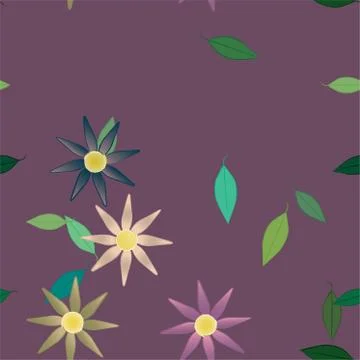 Floral ornamental vector pattern. Seamless design leafs texture. Stock Illustration