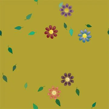 Floral ornamental vector pattern. Seamless design leafs texture. Stock Illustration