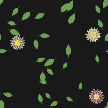 Floral ornamental vector pattern. Seamless design leafs texture. Stock Illustration