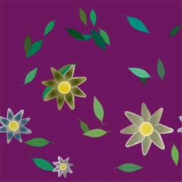 Floral ornamental vector pattern. Seamless design leafs texture. Stock Illustration