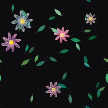 Floral ornamental vector pattern. Seamless design leafs texture. Stock Illustration