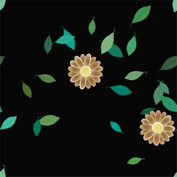 Floral ornamental vector pattern. Seamless design leafs texture. Stock Illustration