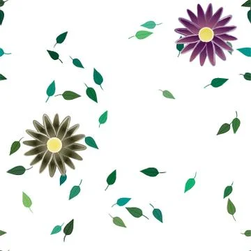 Floral ornamental vector pattern. Seamless design leafs texture. Stock Illustration