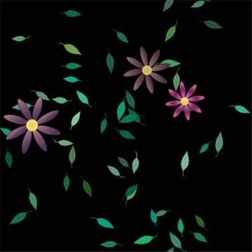 Floral ornamental vector pattern. Seamless design leafs texture. Stock Illustration