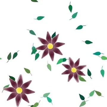 Floral ornamental vector pattern. Seamless design leafs texture. Stock Illustration