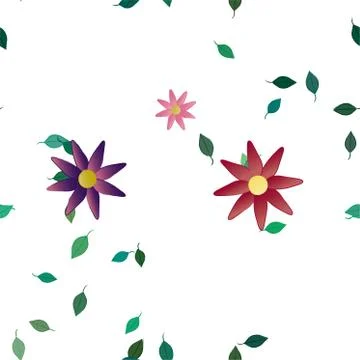 Floral ornamental vector pattern. Seamless design leafs texture. Illustrazione stock