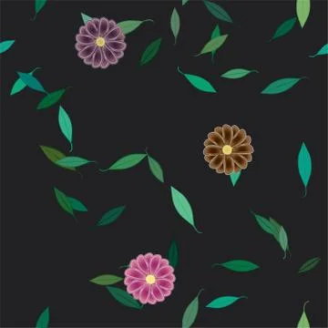 Floral ornamental vector pattern. Seamless design leafs texture. 스톡 일러스트