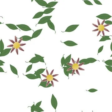 Floral ornamental vector pattern. Seamless design leafs texture. Stock Illustration